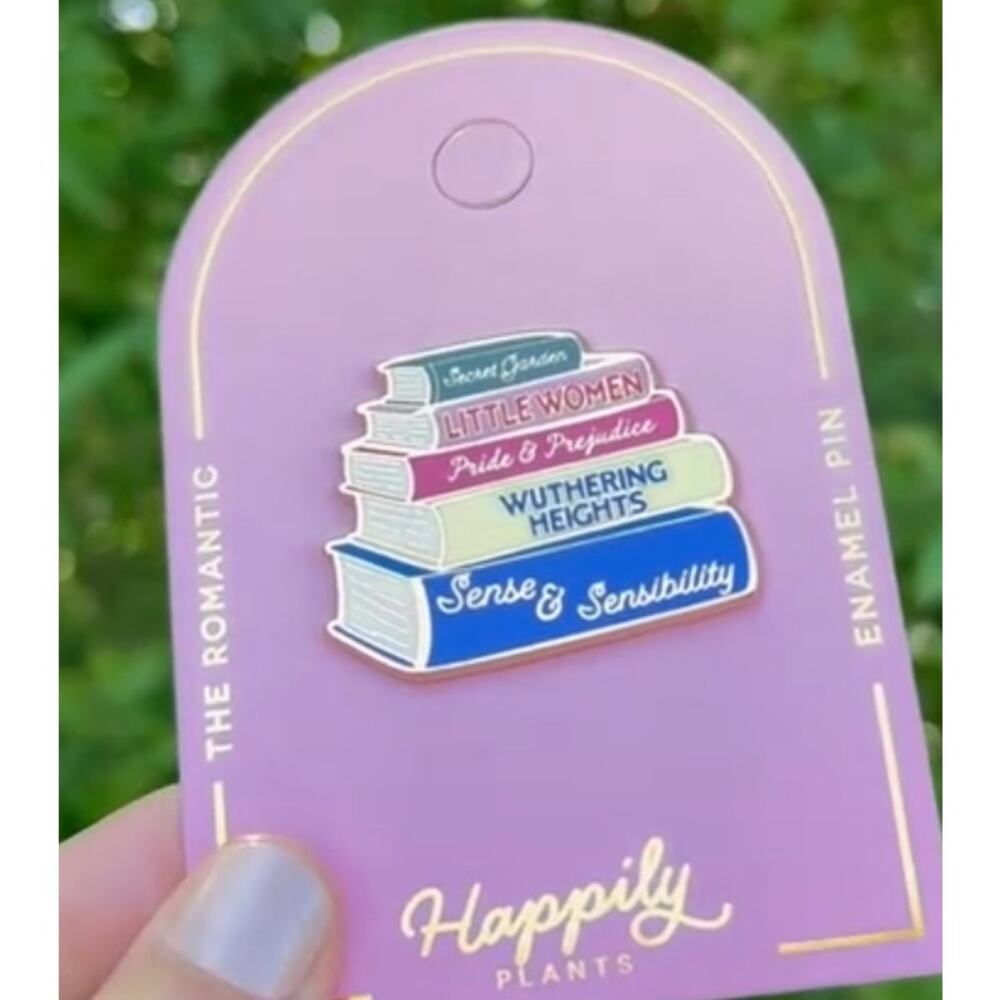 Classic Book Stack Enamel Pin - Picture 4 of 4